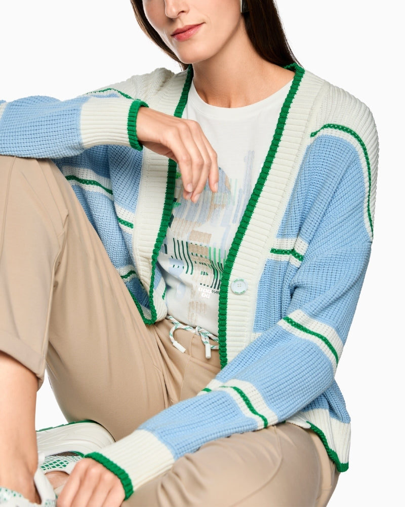 Marc Cain cotton knit cardigan close-up – Áines Boutique