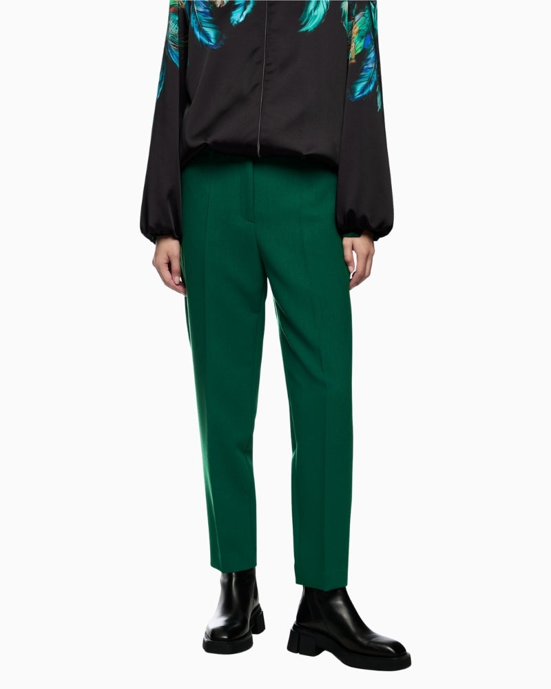 Marc Cain FORDON trousers in dark jade green with 7/8 straight leg cut