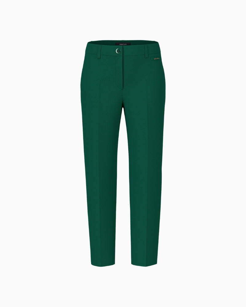 Front view of FORDON feminine fit trousers with crease and high waist