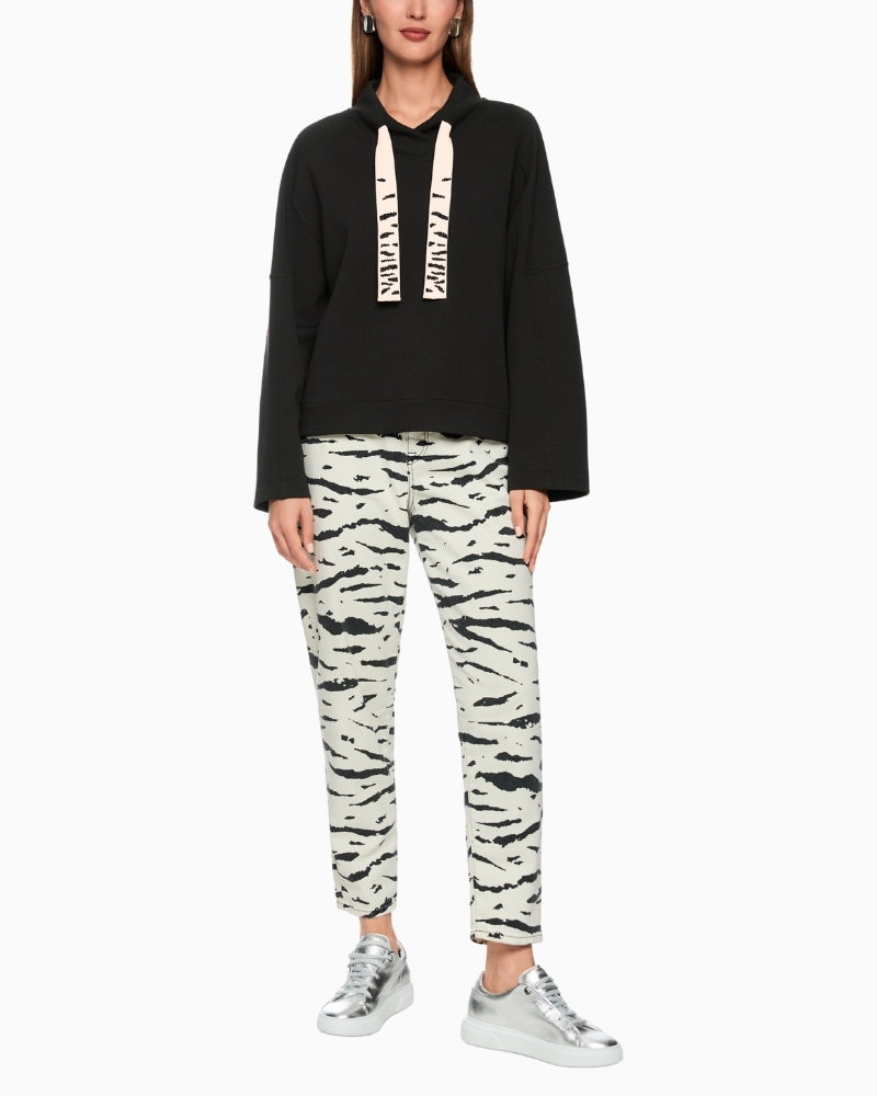 Marc Cain black sweatshirt with relaxed fit and beaded drawstring detail