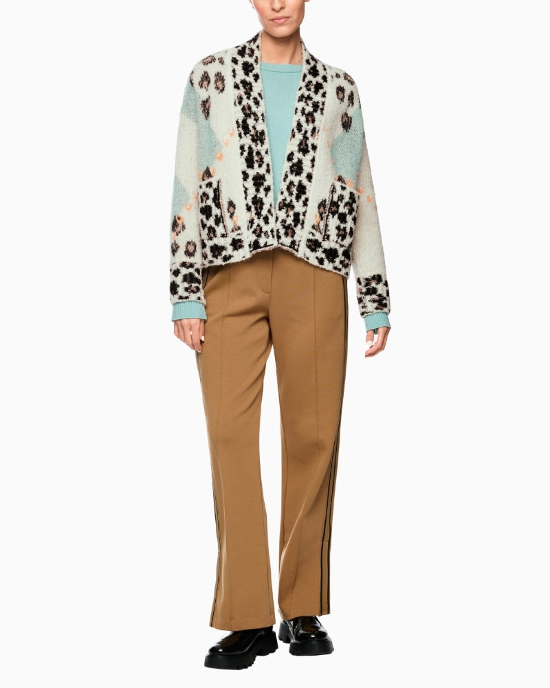 Marc Cain open-front knit styled casually with jeans and boots for everyday wear