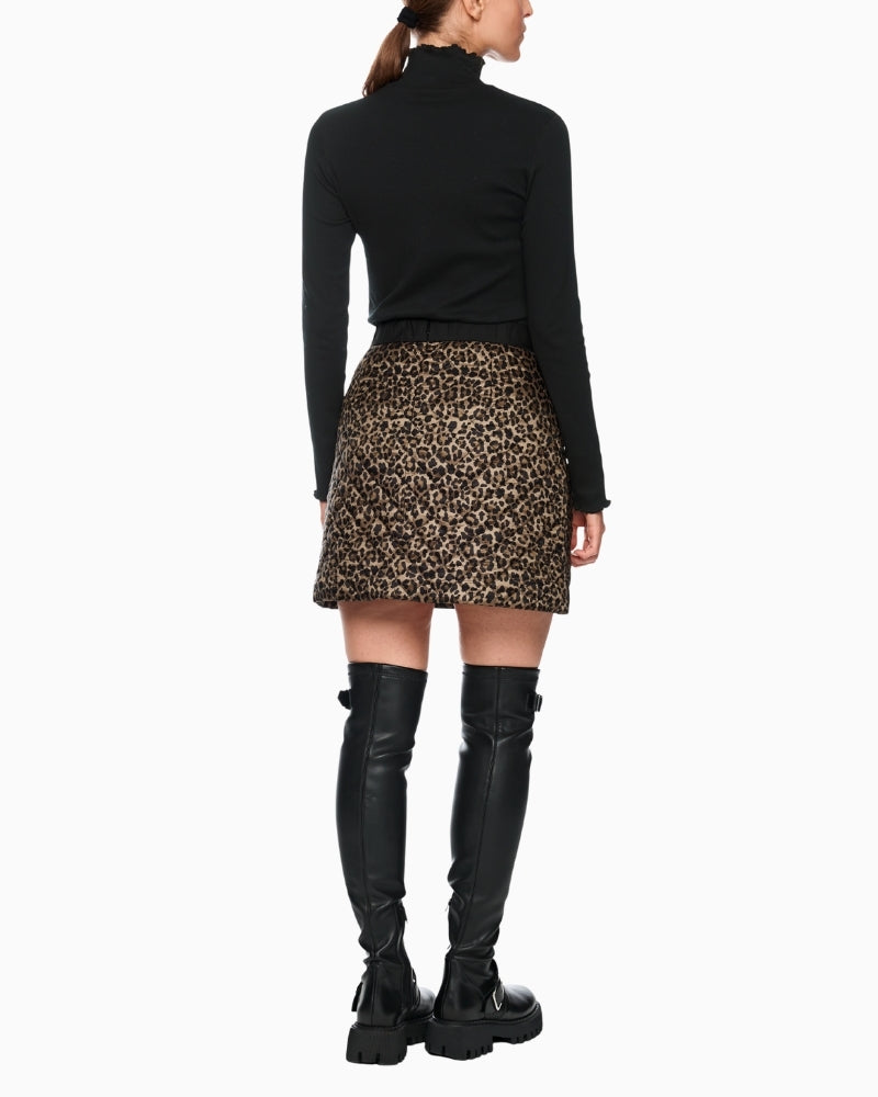 Front view of Marc Cain ribbed turtleneck top in plain cotton with slim fit