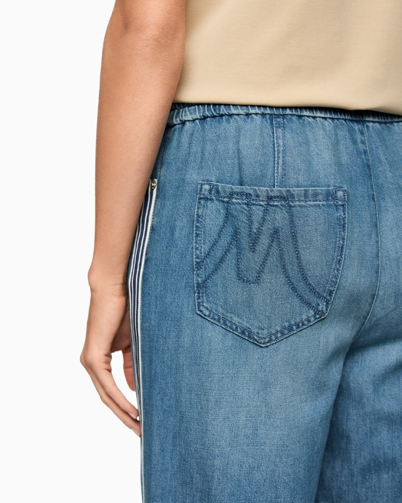 Marc Cain denim trousers waistband detail close-up – Áines Boutique