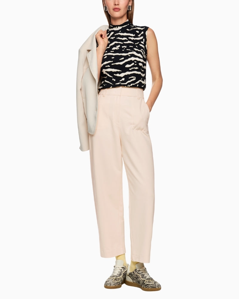 Marc Cain cropped trousers styled with blouse and loafers