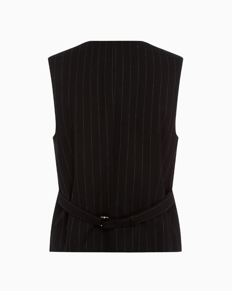 Back view showing the structured fit and classic tailoring of the Marc Aurel vest