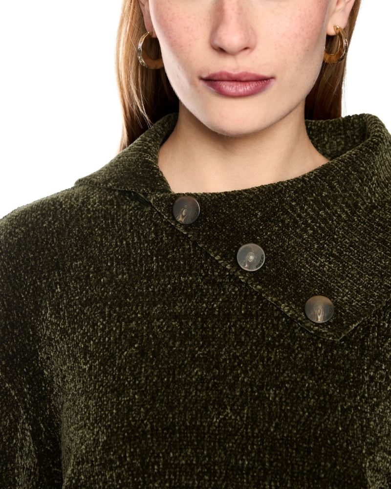 Marc Cain Chenille Yarn Turtleneck Jumper in Forest Night New turtleneck detail