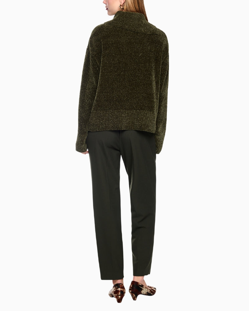 Marc Cain Chenille Yarn Turtleneck Jumper in Khaki back view