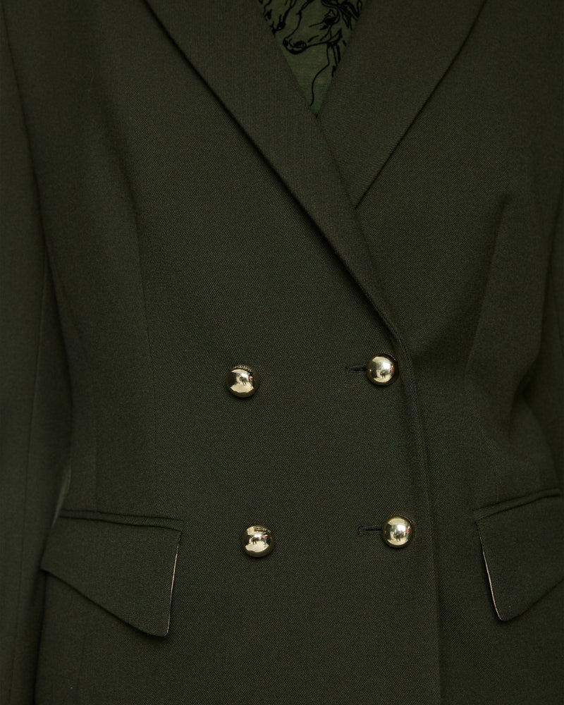 Marc Cain Fitted Double-Breasted Blazer in Khaki button detail