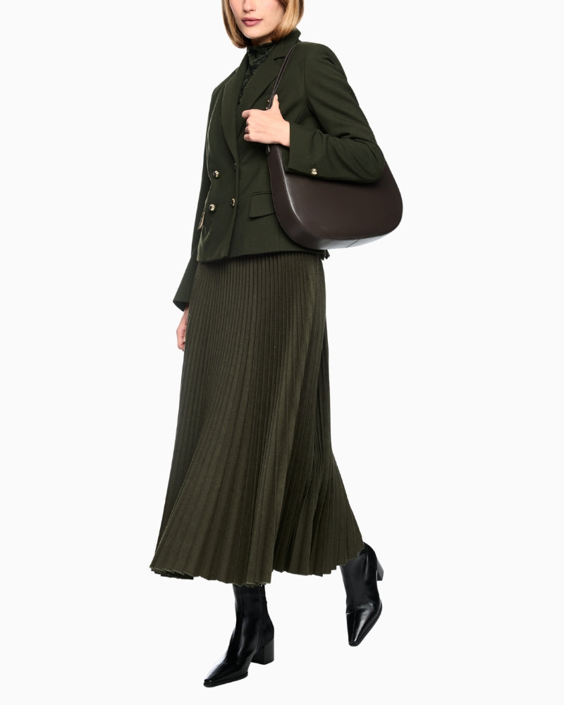 Marc Cain Fitted Double-Breasted Blazer in Khaki sleeve detail