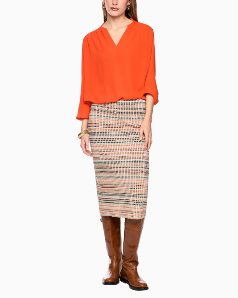 Marc Cain Flowing Blouse in Orange styled view