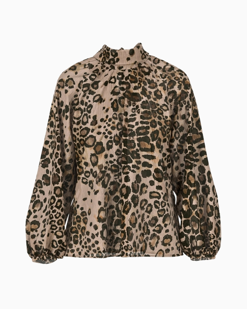 Flat lay front view of Marc Cain Leopard Print Blouse