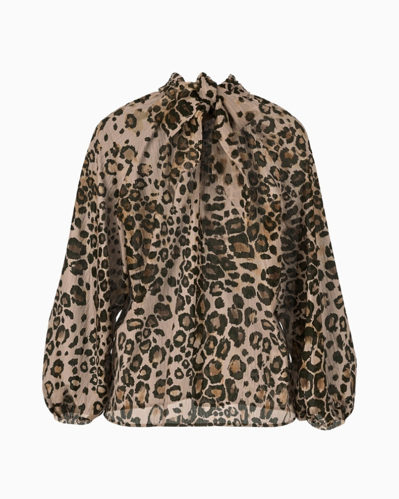 Flat lay back view of Marc Cain Leopard Print Blouse
