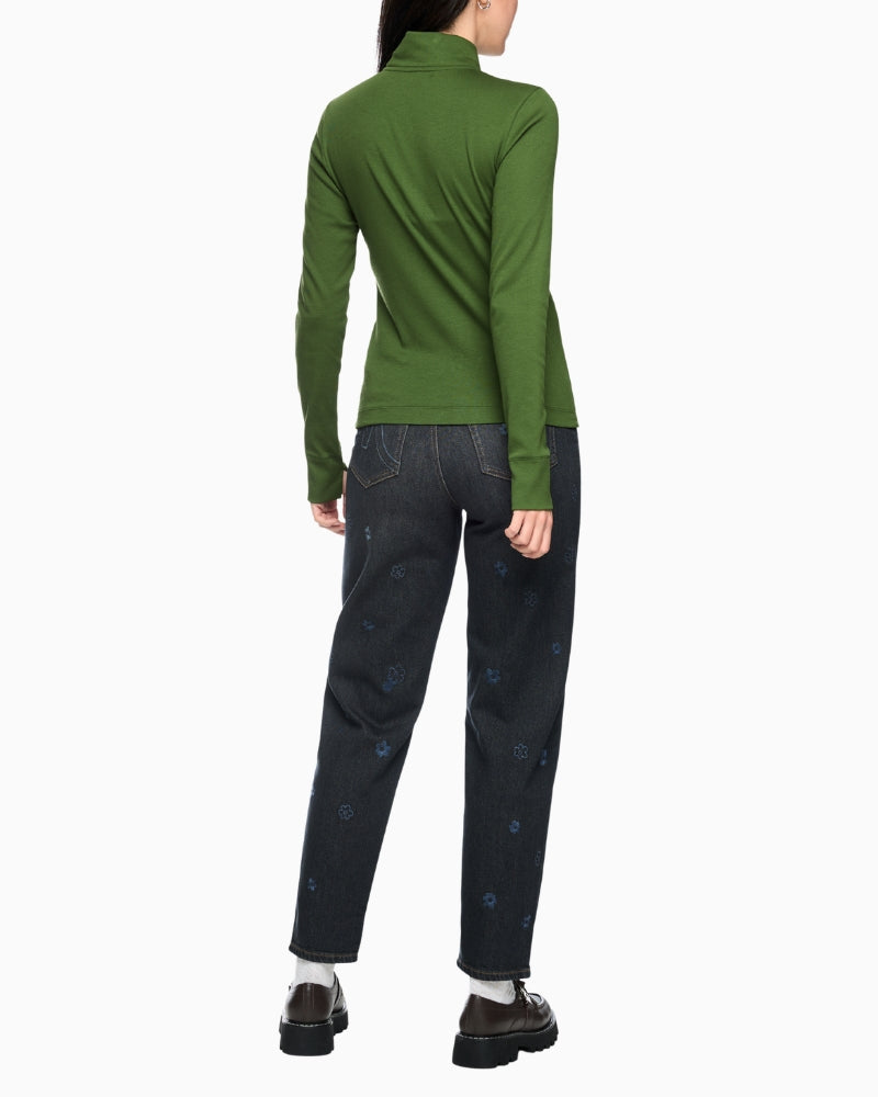 Marc Cain Long-Sleeved Shirt with Stand-Up Collar in Green back view