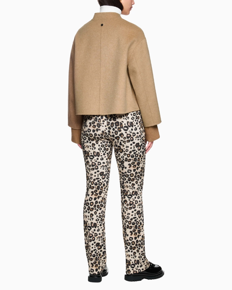 Back view of Marc Cain wool jacket showing dropped shoulders and relaxed fit