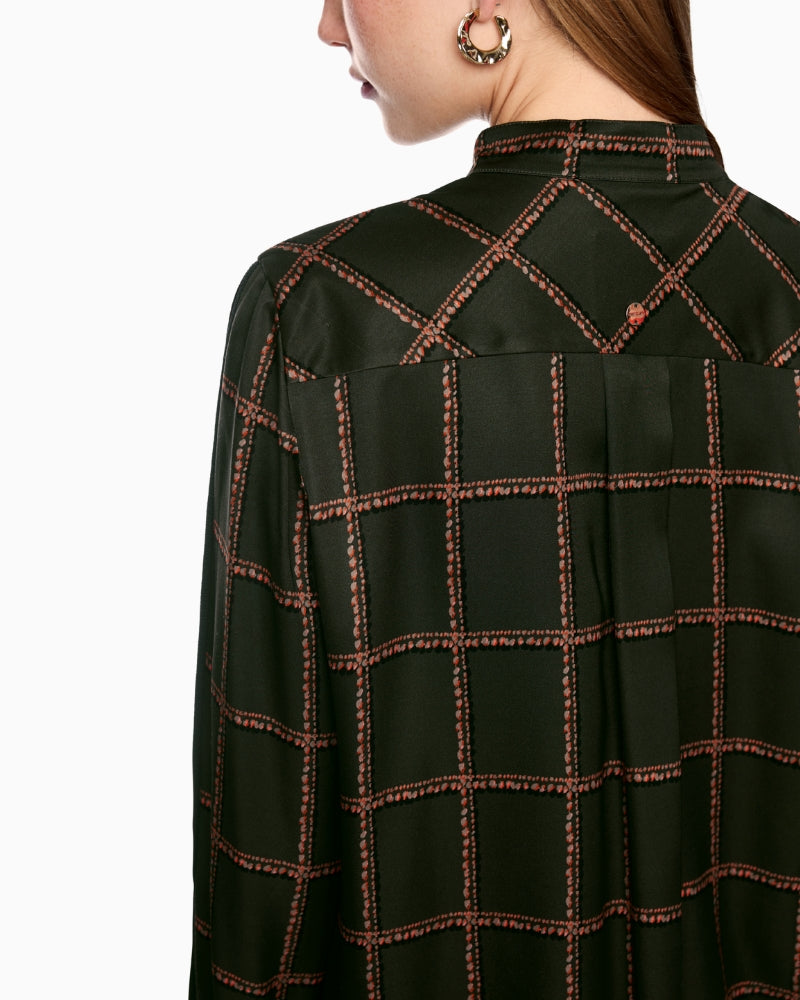 Marc Cain Printed Viscose Blouse in Khaki back details