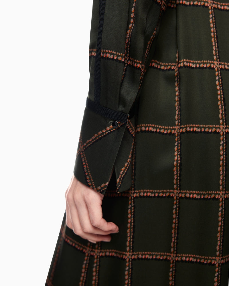 Marc Cain Printed Viscose Dress in Khaki sleeve detail