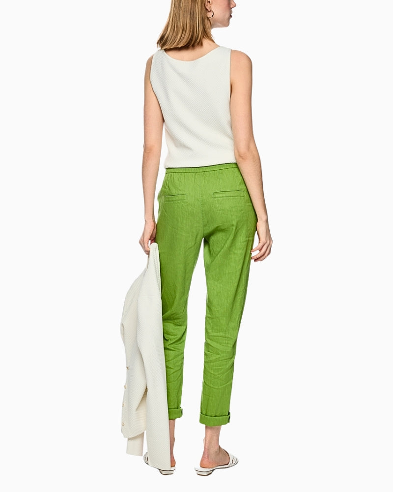 Marc Cain RHODOS Lightweight Pull-On Trousers green back view on model