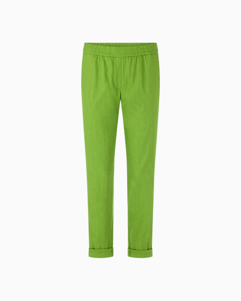 Marc Cain RHODOS Lightweight Pull-On Trousers green flat lay front view