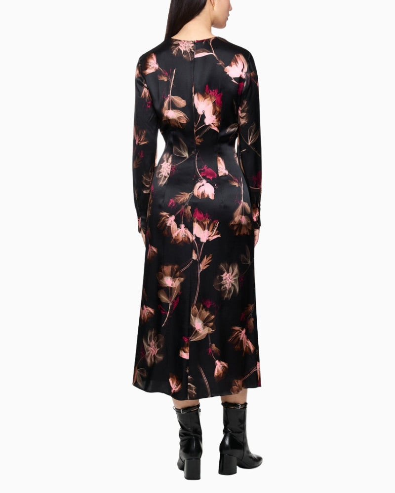 Back view of dress showing soft drape