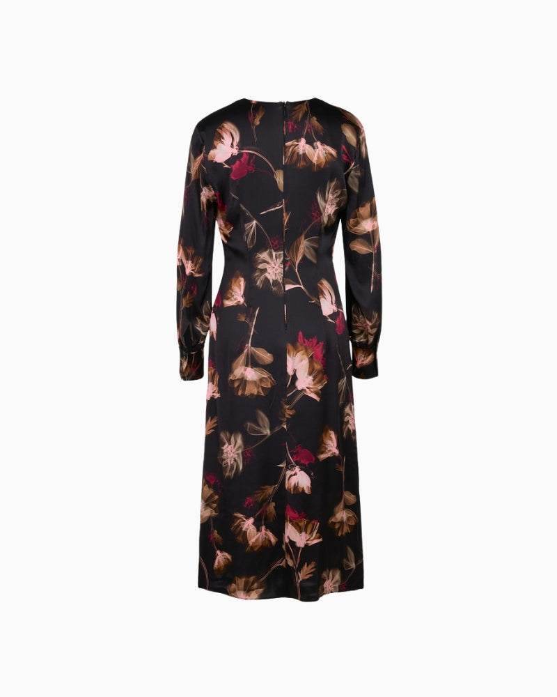 Flat lay back view of Marc Cain Silk Floral Dress