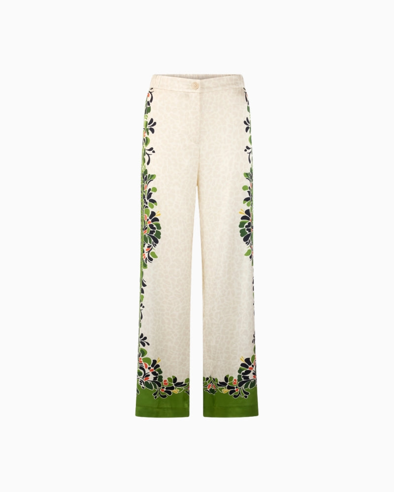 Marc Cain WARRI flowing trousers ecru flat lay front view