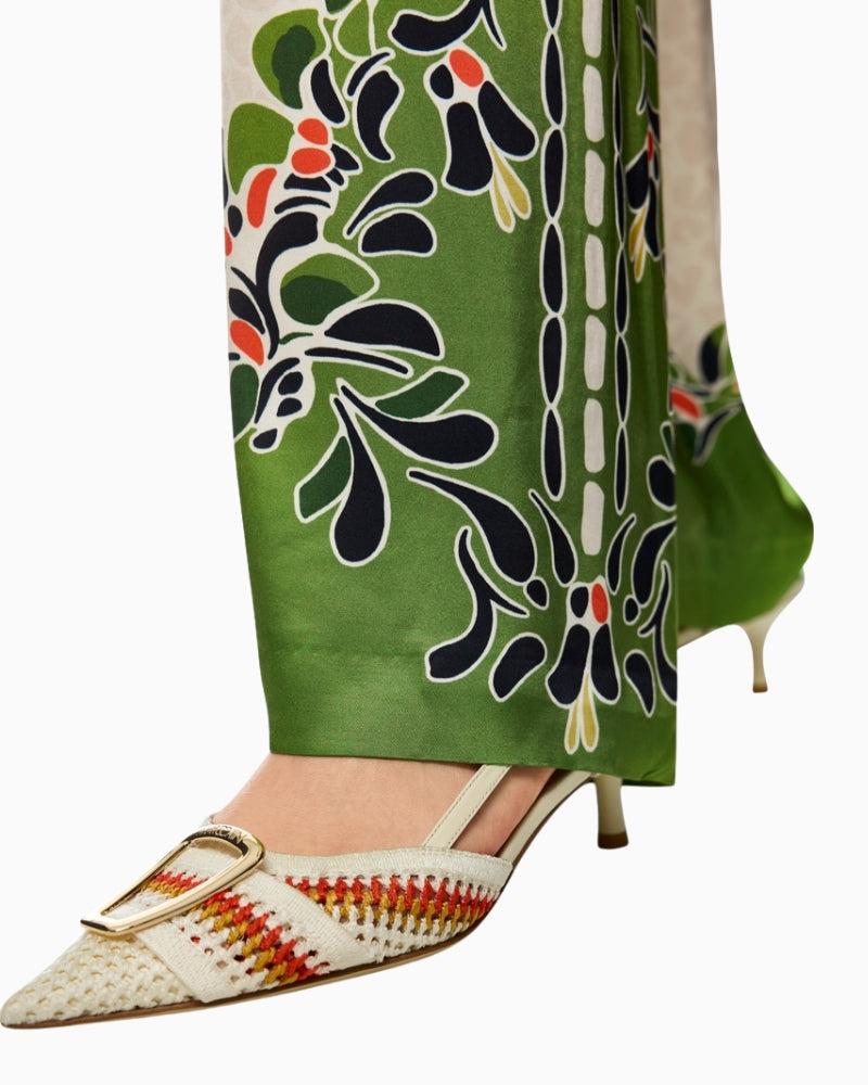 Marc Cain WARRI flowing trousers ecru print detail