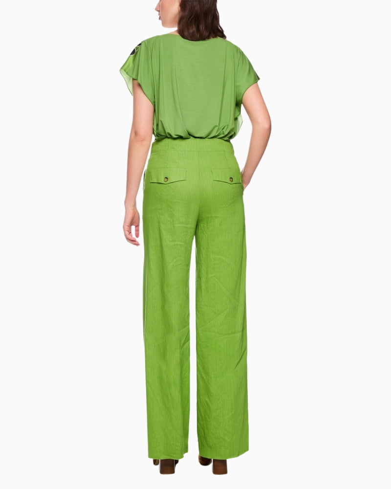 Marc Cain WAUKEE linen viscose trousers green back view