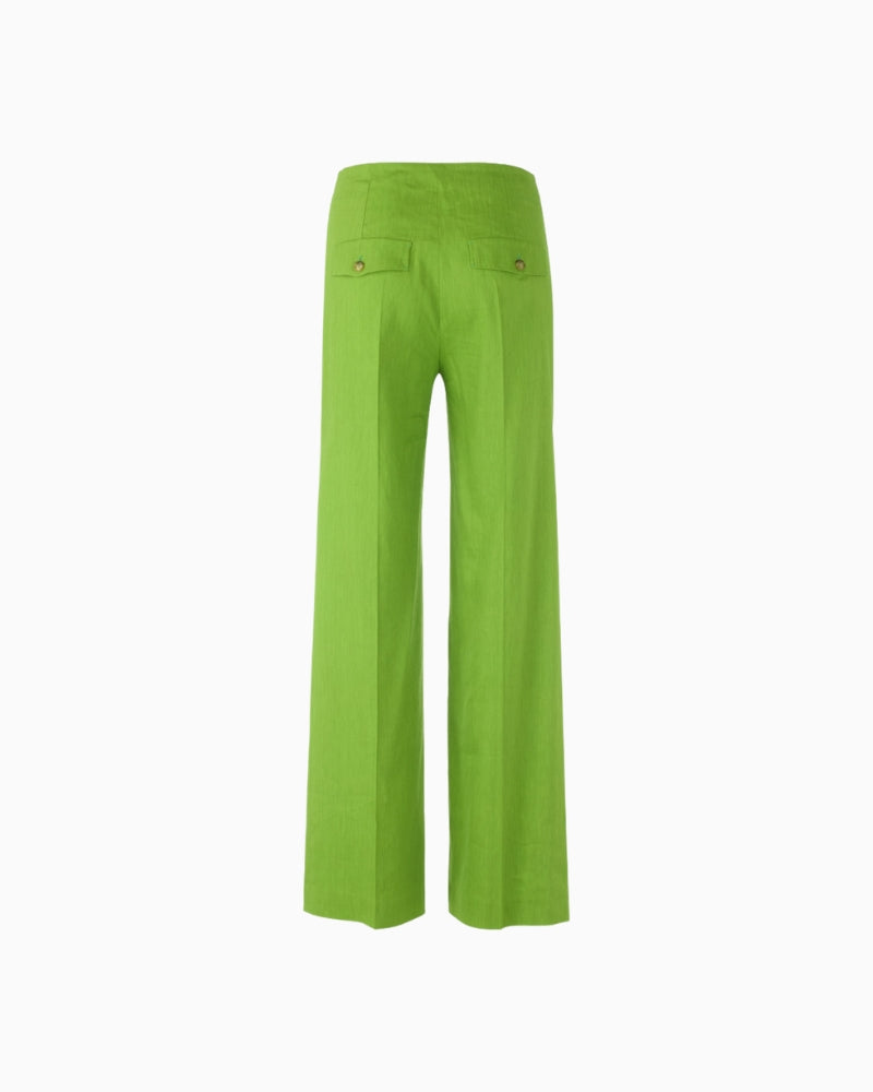 Marc Cain WAUKEE linen viscose trousers green flat lay back view