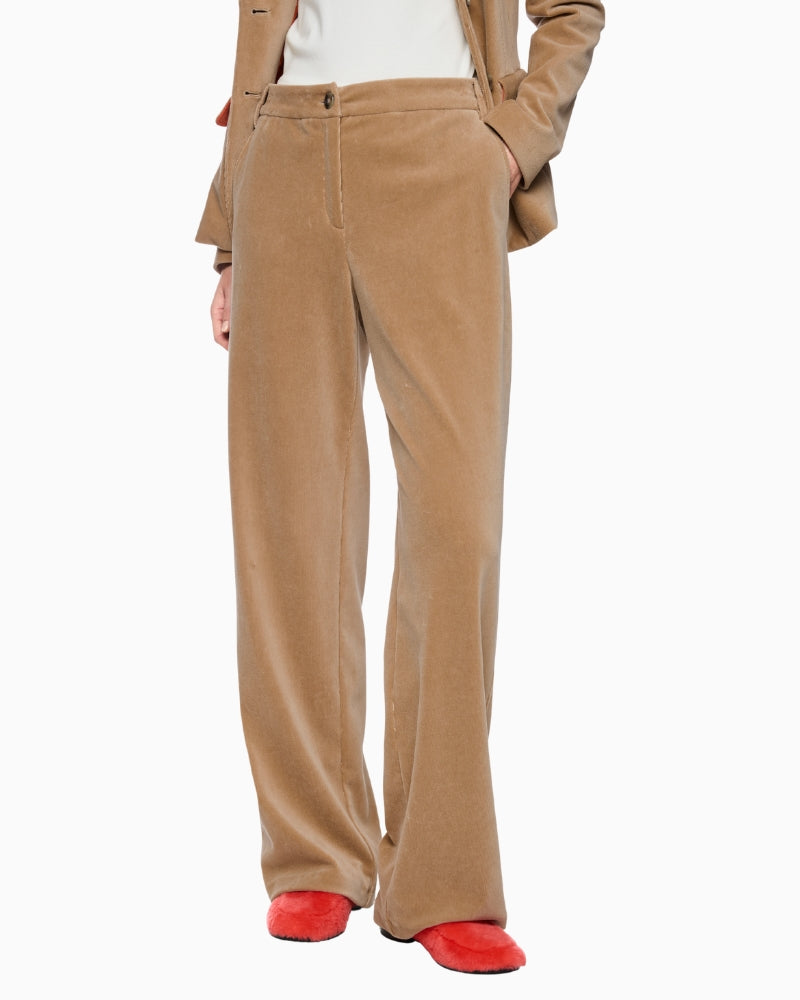 Marc Cain Wukari Fine Corduroy Trousers in Camel front view