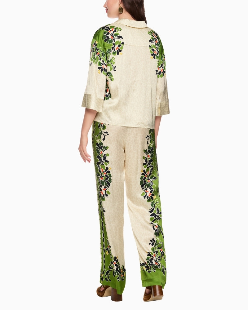 Marc Cain blouse leopard hibiscus print back view