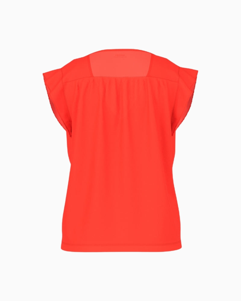 Marc Cain cotton stretch top orange flat lay back view