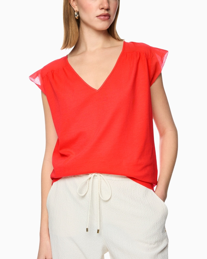 Marc Cain cotton stretch top orange front view