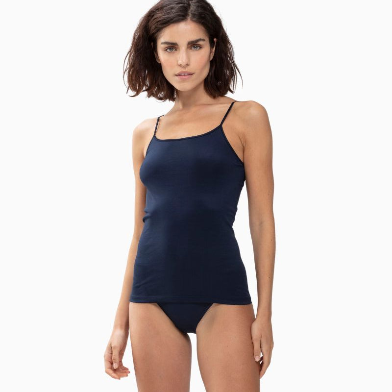 Night blue spaghetti strap cami by Mey with seamless sides