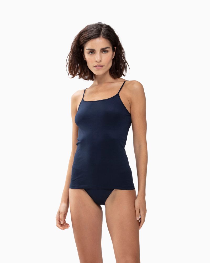 Night blue spaghetti strap cami by Mey with seamless sides