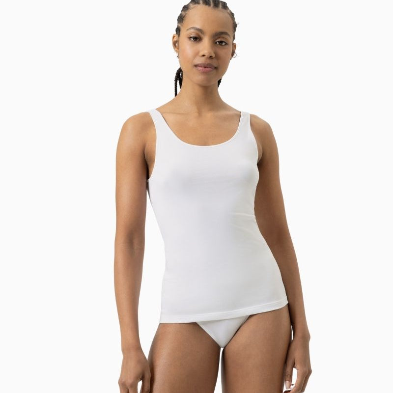 White tank top by Mey with wide straps and smooth finish