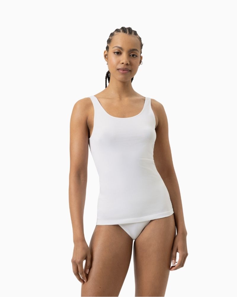 White tank top by Mey with wide straps and smooth finish