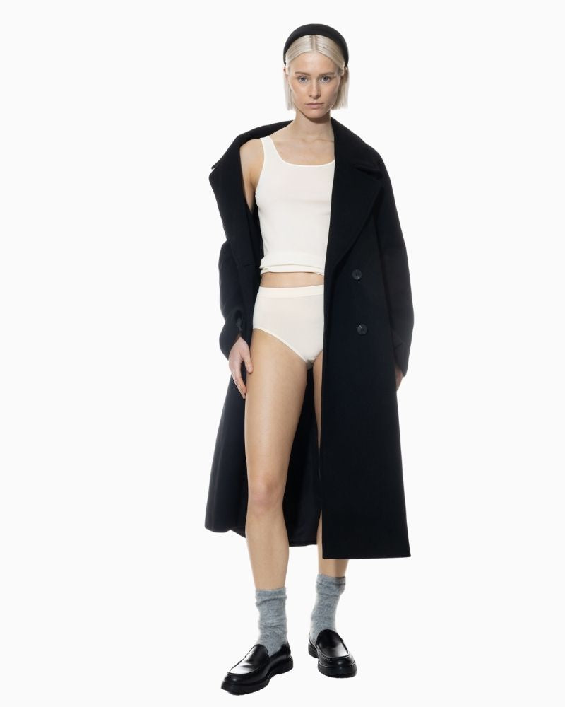 Champagne-coloured tank top by Mey with wide straps and seamless finish