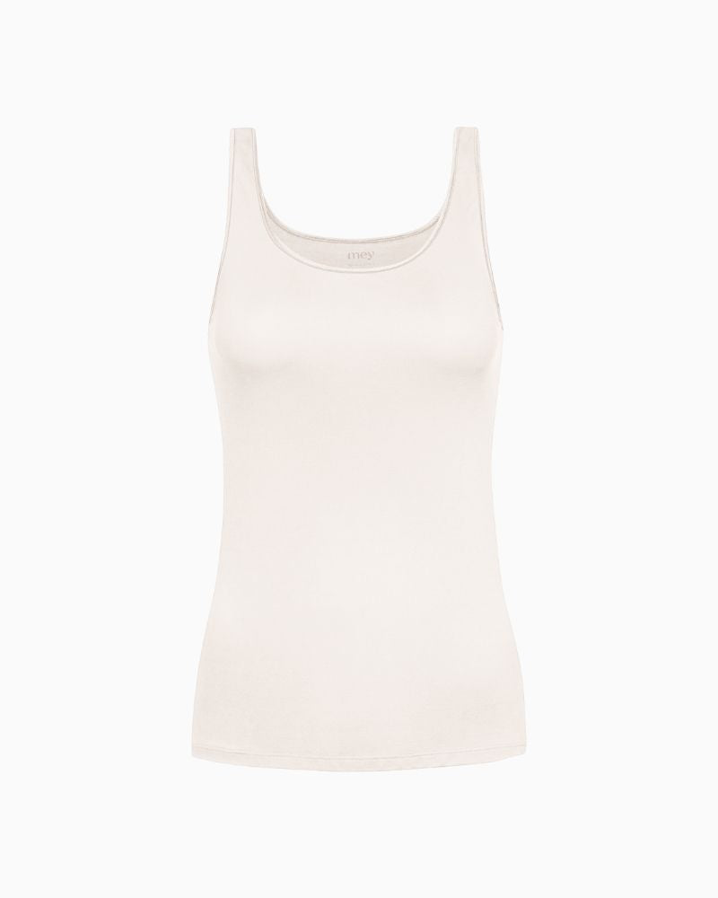 Champagne-coloured tank top by Mey with wide straps and seamless finish