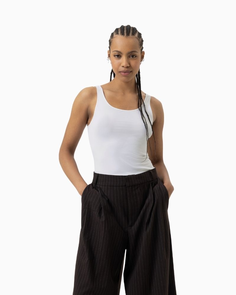 White tank top by Mey with wide straps and smooth finish