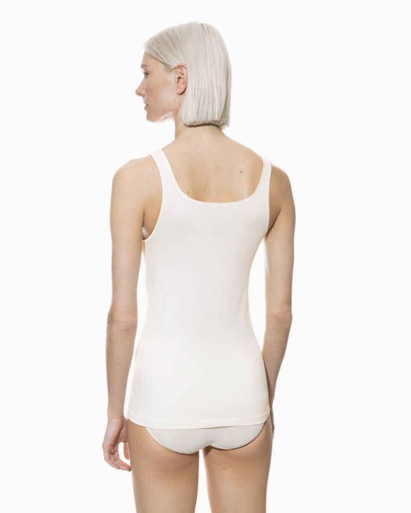 Back view of Mey Emotion vest top showing soft stretch and full back coverage