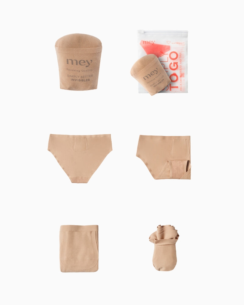 Mey Simply To Go Briefs in Nude folded storage pocket detail