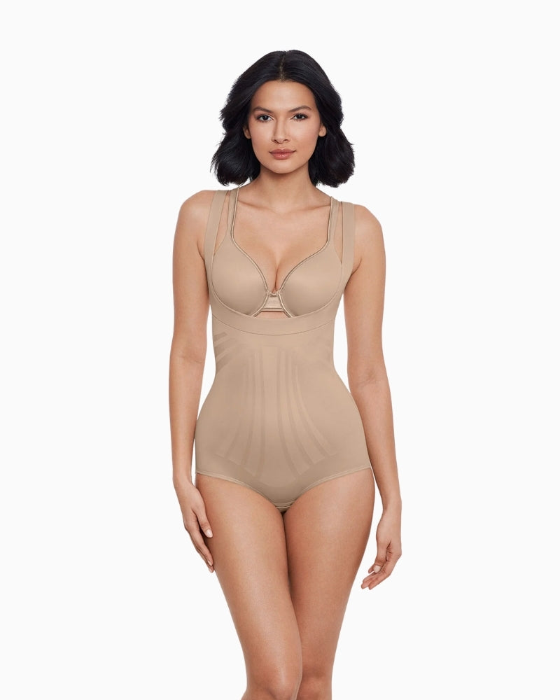 Miraclesuit Modern Miracle torsette bodybriefer in black with open-bust design