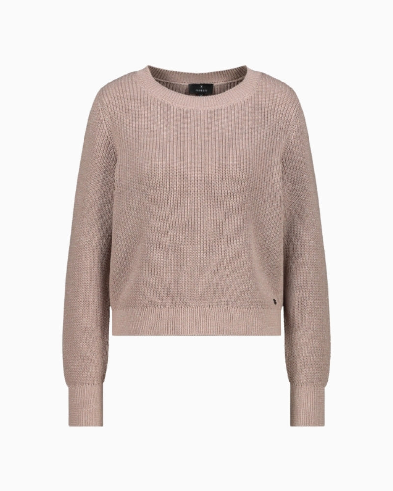 Monari cotton knit jumper with Lurex shimmer and round neckline