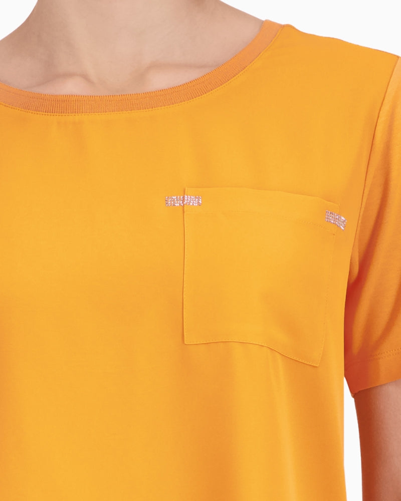 Close-up of Monari rhinestone detail and chest pocket – Áines Boutique