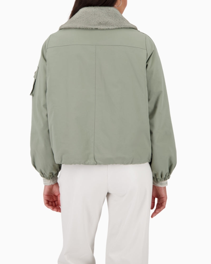 Back view of Monari jacket in soft polyester with regular fit