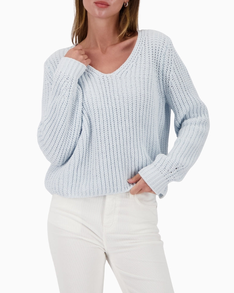 Monari pale blue chenille jumper with soft velvety texture
