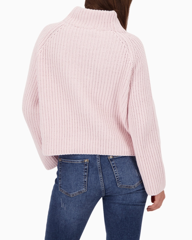 Back view of soft pink chenille jumper with regular fit