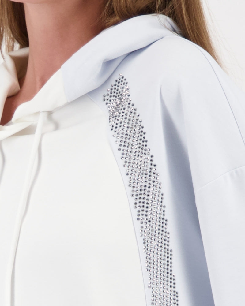 Close-up of fabric texture and colourblock design detail