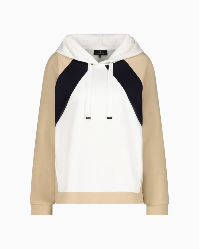 Front view of Monari hooded sweater with relaxed fit and sporty style