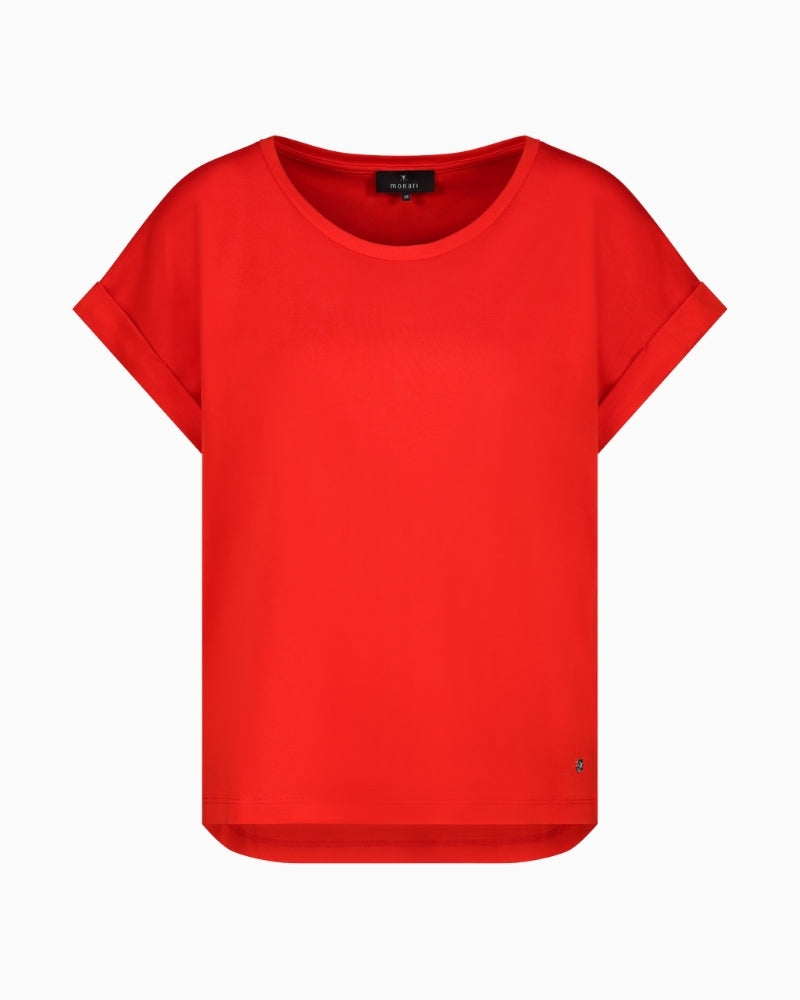 Monari cotton T-shirt red front view laid flat – Áines Boutique